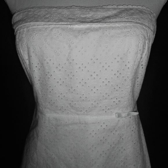 J. Crew White Eyelet Strapless Sheath Dress 4 - Picture 2 of 8